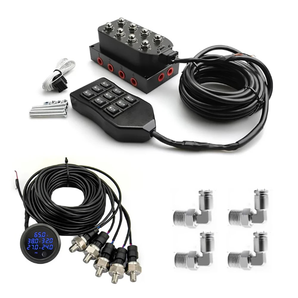 4-vägs ventilblock med kontroll och tryckmätare