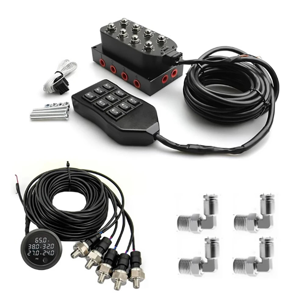 4-vägs ventilblock med kontroll och tryckmätare